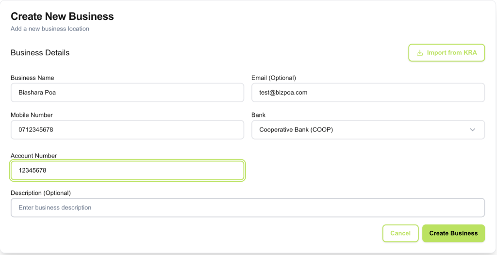 Co-operative Bank of Kenya business account