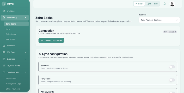 Zoho Books Integration with local banks, MPESA, Airtel Money, Saccos made easier